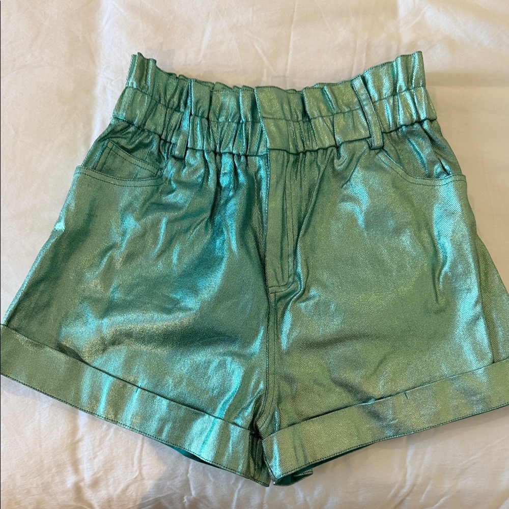 Metallic Green Women's Shorts